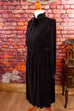 80s Plissee Kleid schwarz Stehkragen