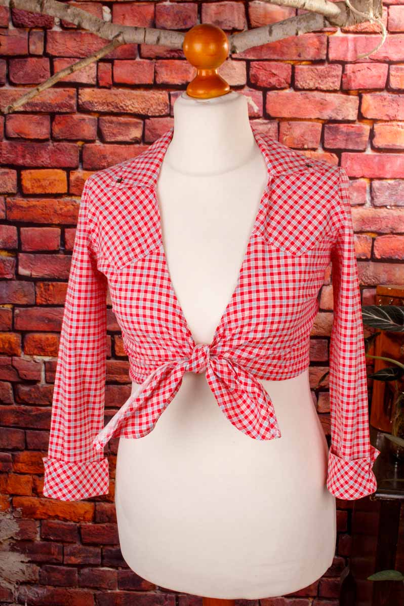 Wickelbluse rot kariert