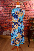 70s Disco Kleid blau Muster