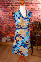 70s Disco Kleid blau Muster