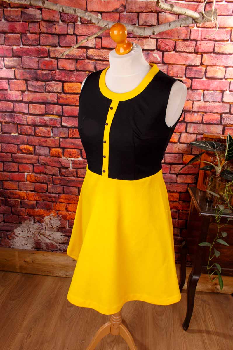Schlager Kleid schwarz gelb