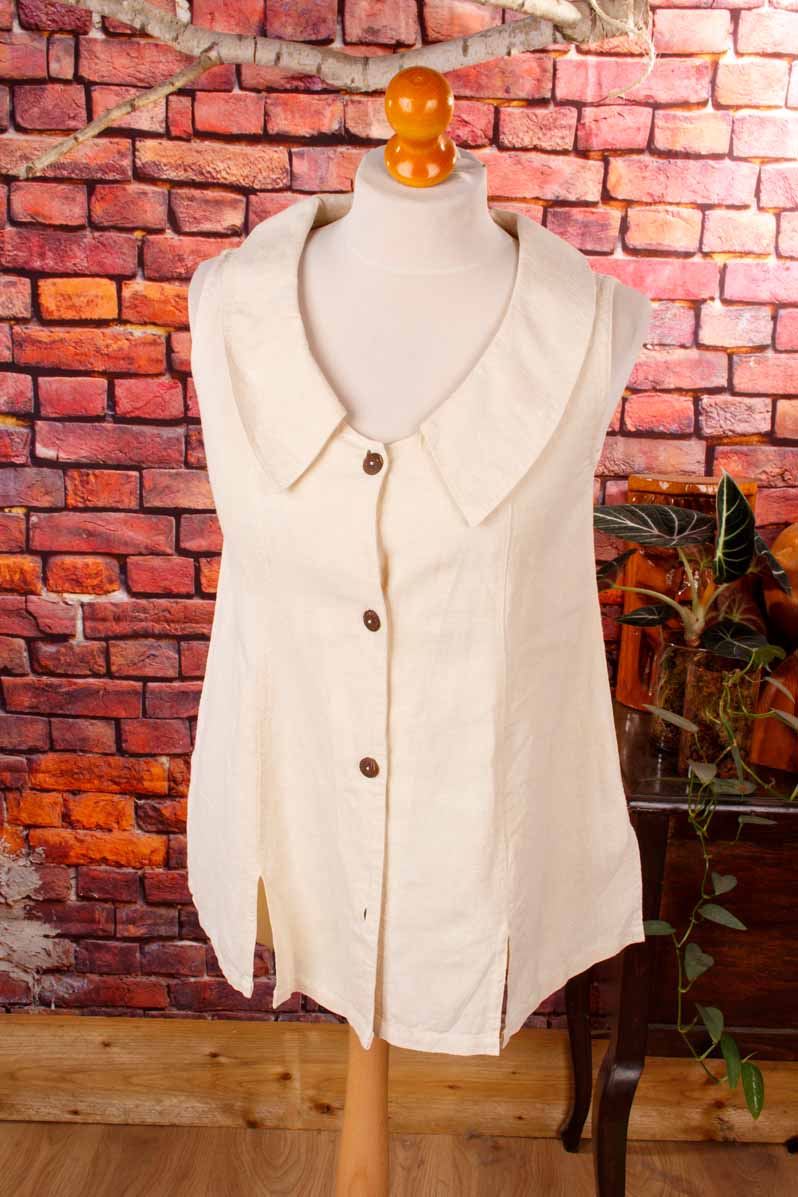 Leinen Top Tunika creme