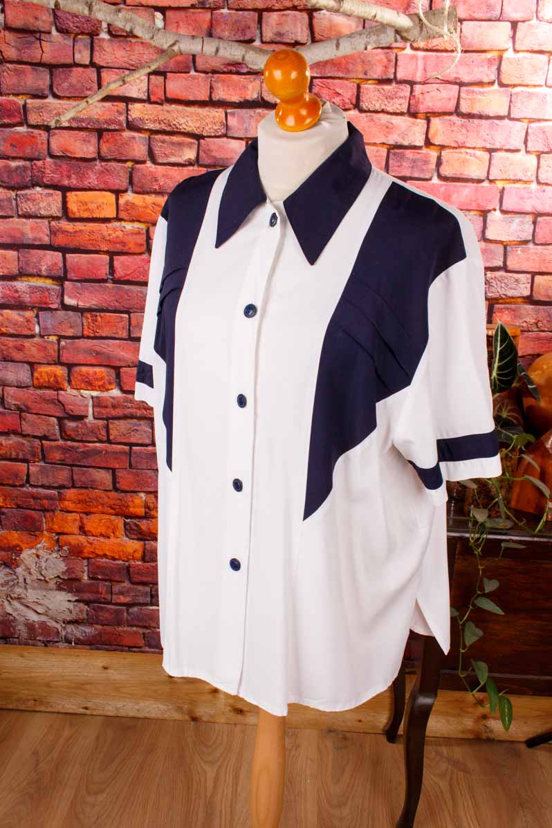 Vintage Bluse blau weiß maritim
