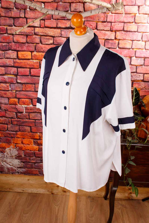 Vintage Bluse blau weiß maritim