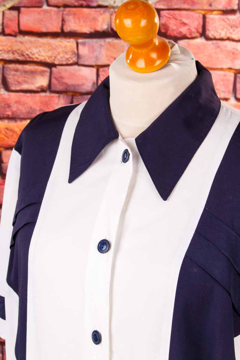 Vintage Bluse blau weiß maritim