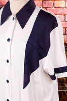 Vintage Bluse blau weiß maritim
