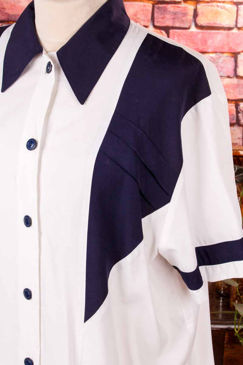 Vintage Bluse blau weiß maritim