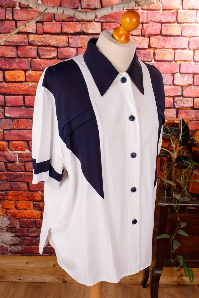 Vintage Bluse blau weiß maritim