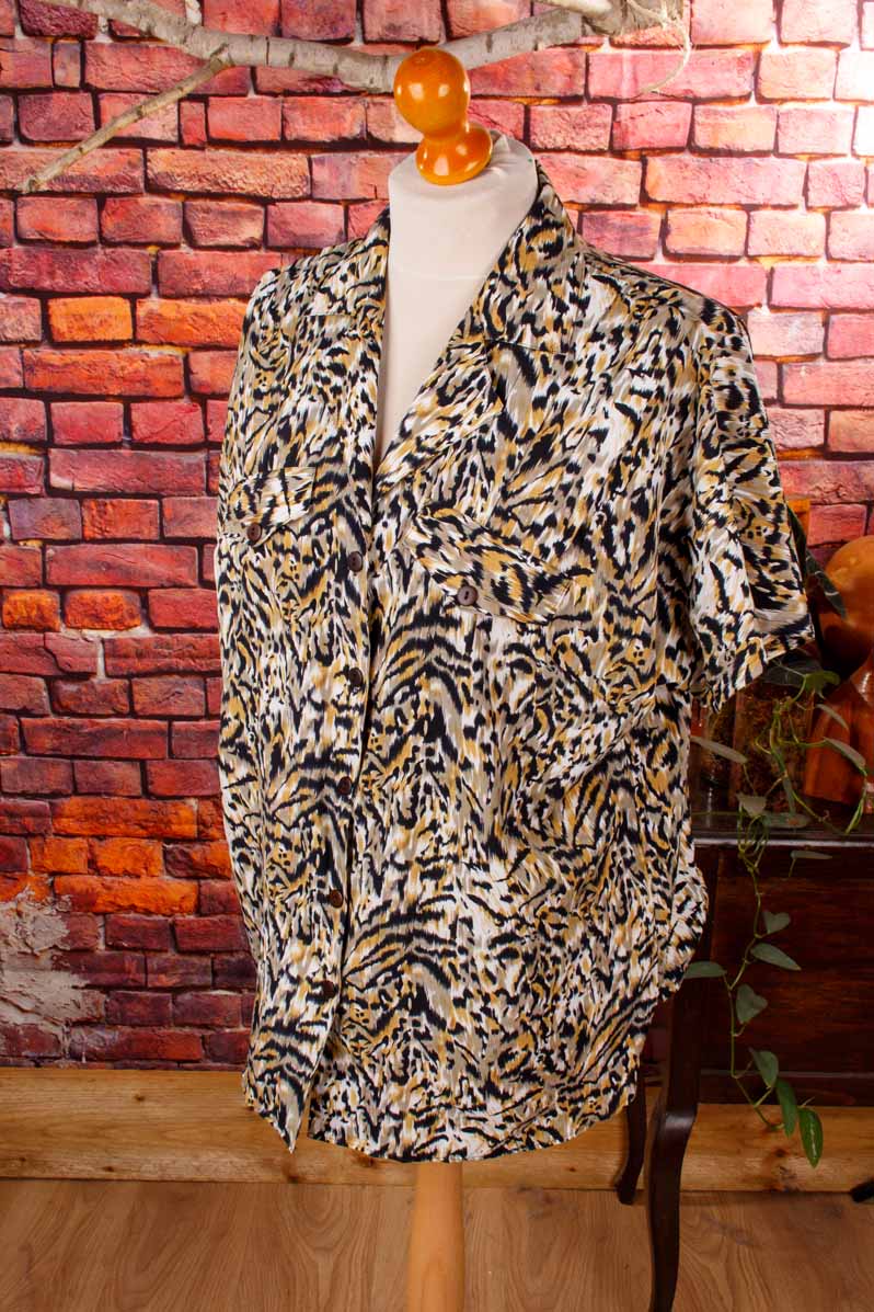 80s Bluse Leomuster
