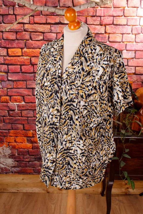 80s Bluse Leomuster