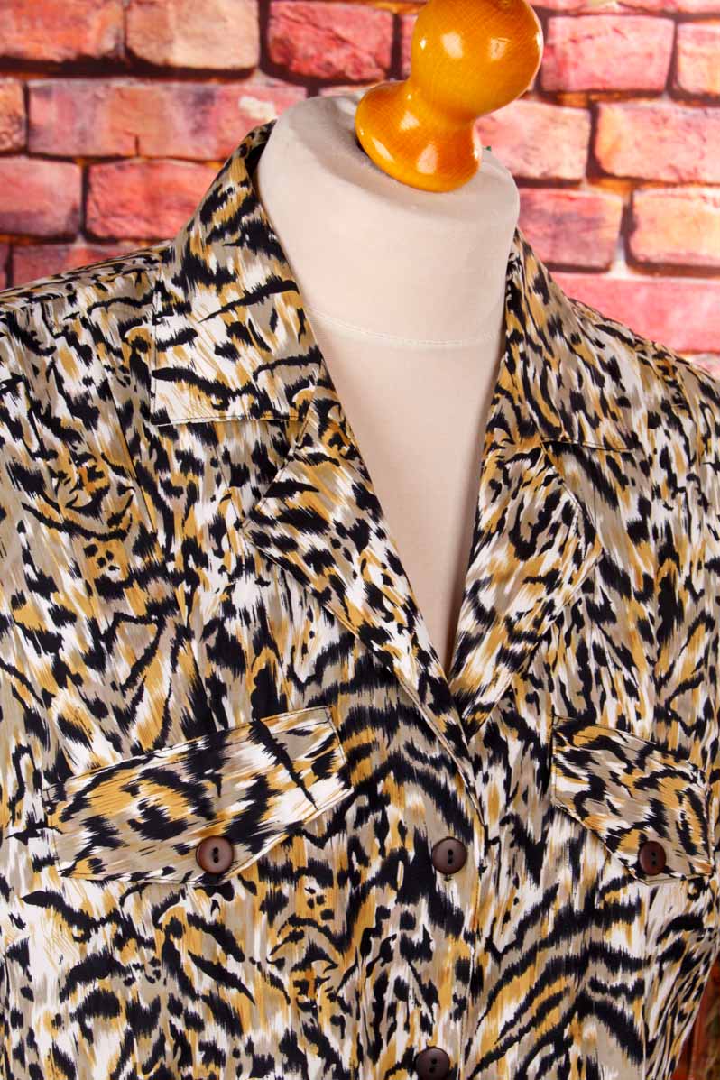 80s Bluse Leomuster