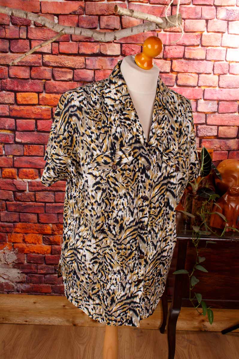80s Bluse Leomuster