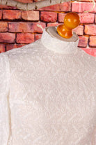 Vintage Spitzenbluse weiß Stehkragen