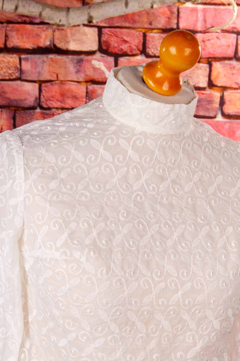 Vintage Spitzenbluse weiß Stehkragen