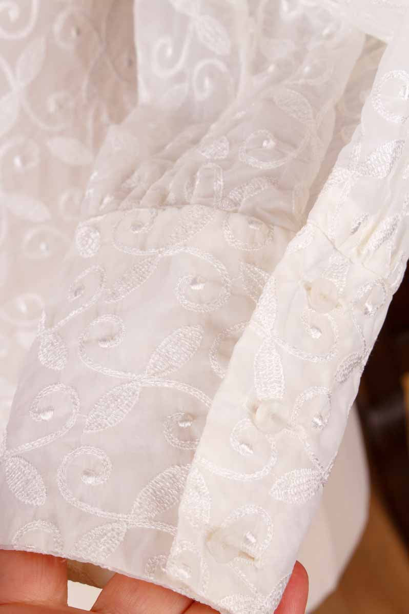 Vintage Spitzenbluse weiß Stehkragen