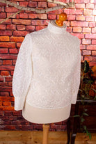 Vintage Spitzenbluse weiß Stehkragen