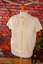 60er Jahre Bluse creme bestickt