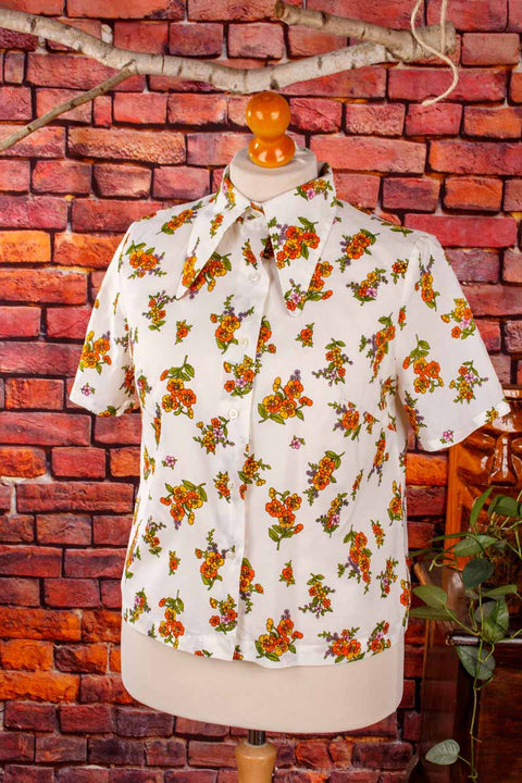 70s Dackelohrenbluse Blumen