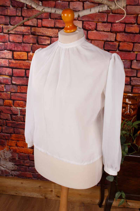70s Hippie Chiffonbluse zart weiß