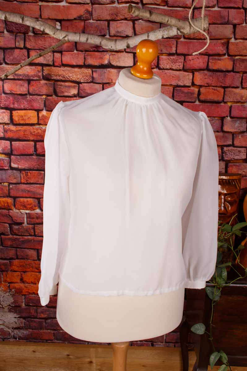 70s Hippie Chiffonbluse zart weiß