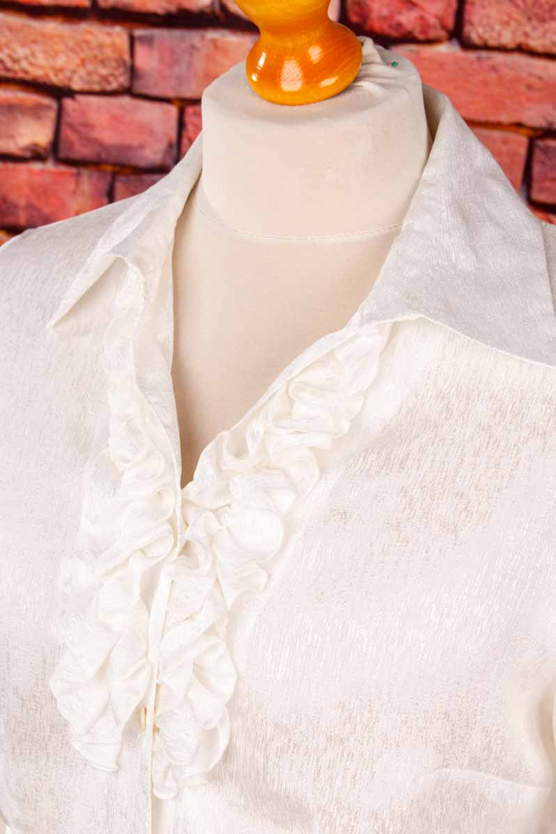 Vintage Rüschenbluse weiß Satin