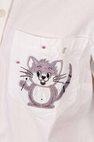 Hemdbluse mit Katzen und Streifen