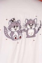 Hemdbluse mit Katzen und Streifen