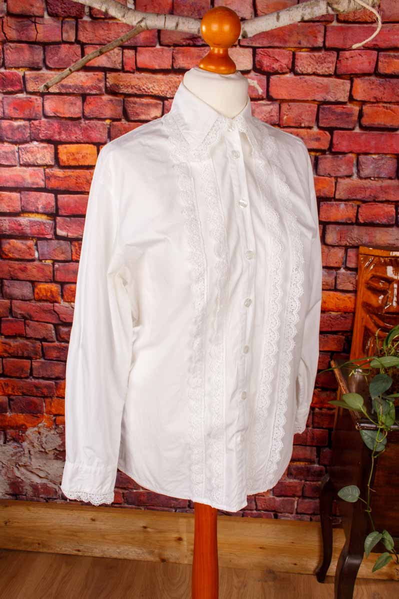 Luxus Vintage Bluse weiß mit Spitze