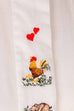 Vintage Bauernbluse weiß Huhn+Schwein