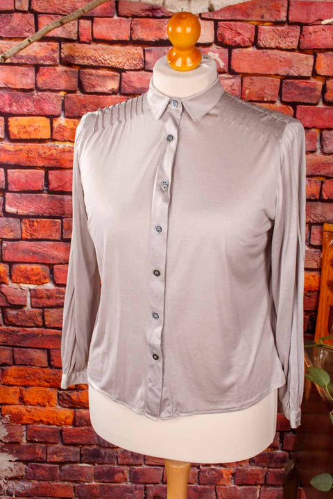 100% Seide Jersey Bluse grau