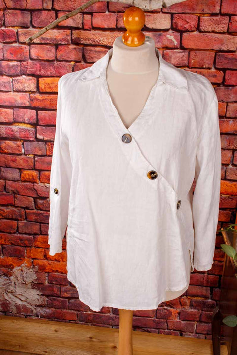 100% Leinen Top asymmetrisch