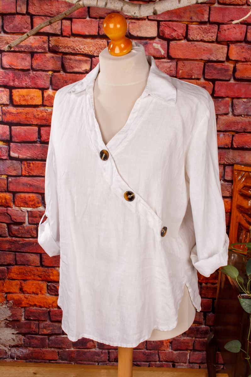 100% Leinen Top asymmetrisch