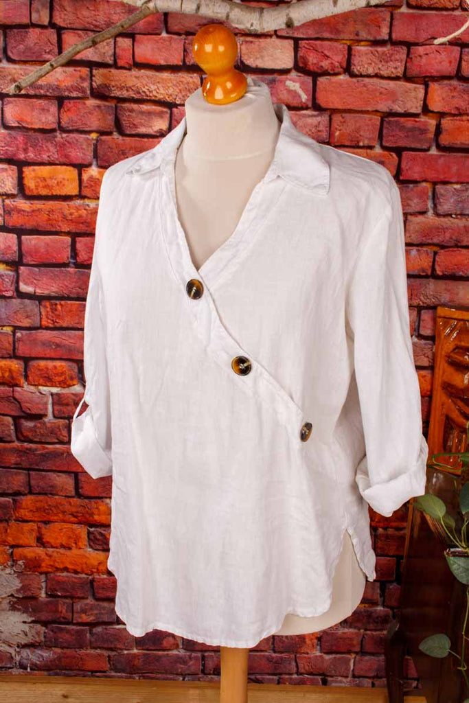 100% Leinen Top asymmetrisch