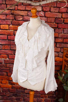 Vintage Boho Bluse weiß mit Rüschen