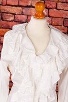 Vintage Boho Bluse weiß mit Rüschen