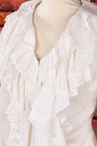 Vintage Boho Bluse weiß mit Rüschen