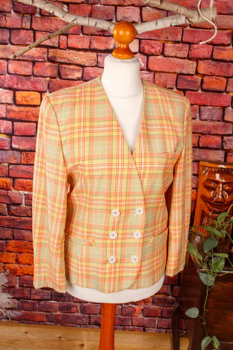 Peter Hahn Wolle Blazer orange kariert