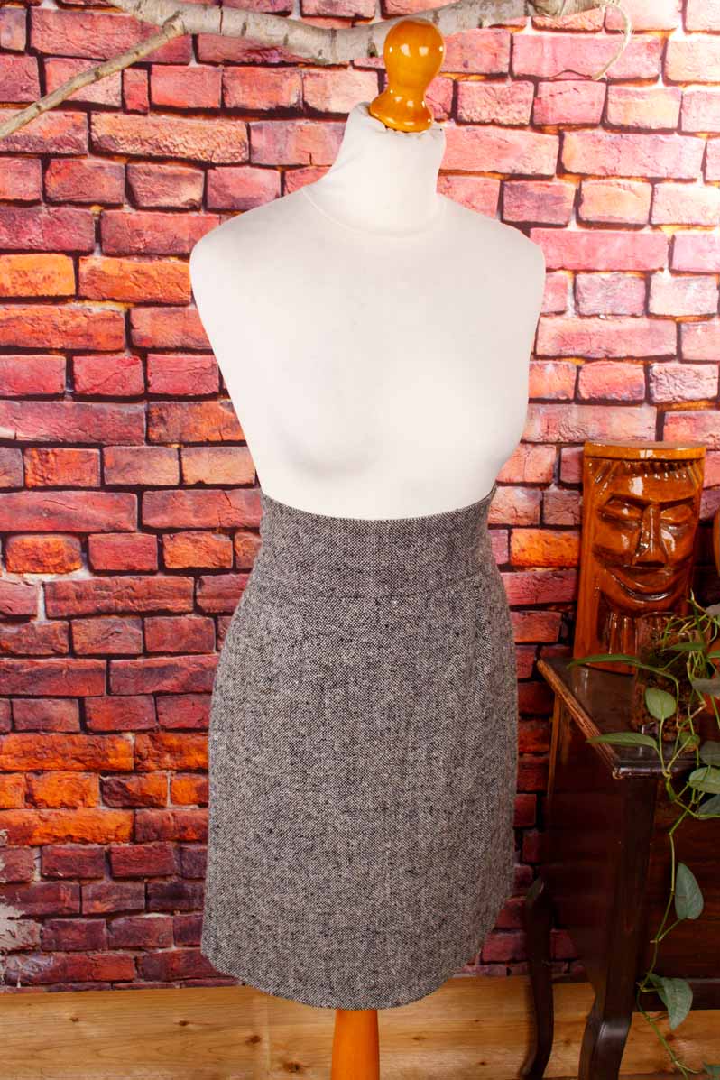 Sexy Tweed Highwaist Rock grau