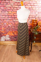 70s Boho Maxirock Goldstreifen