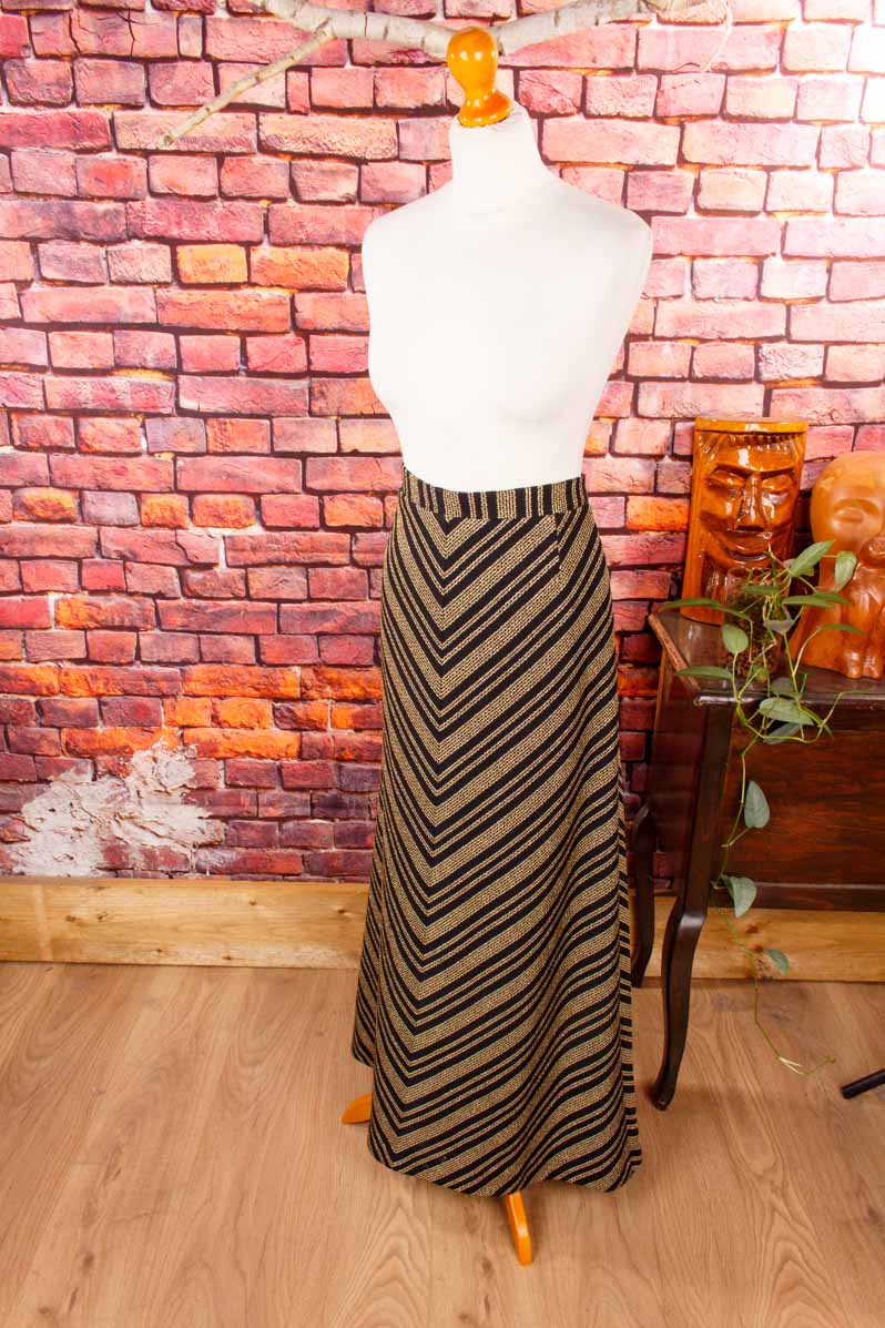 70s Boho Maxirock Goldstreifen