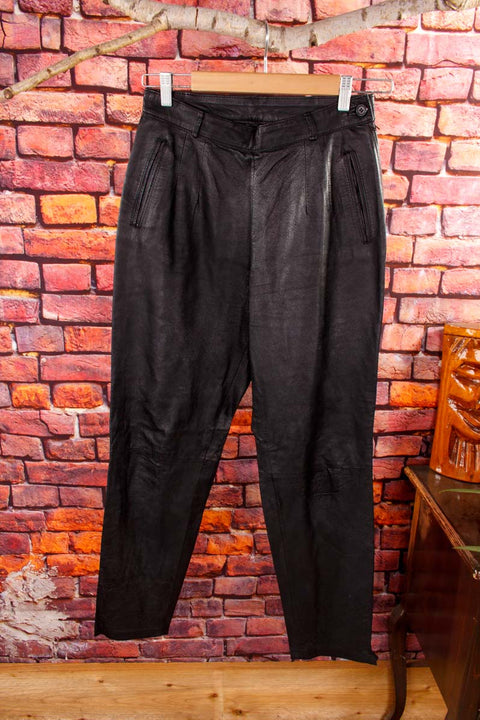 schwarze Vintage Lederhose