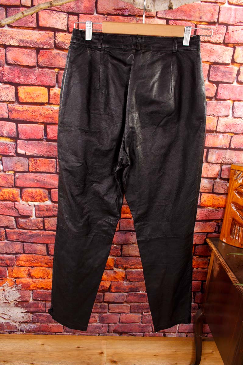 schwarze Vintage Lederhose