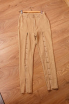Y2K Stretchhose beige mit Cut Outs