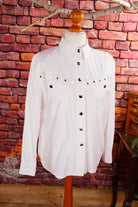 Western Bluse weiß silber Sterne