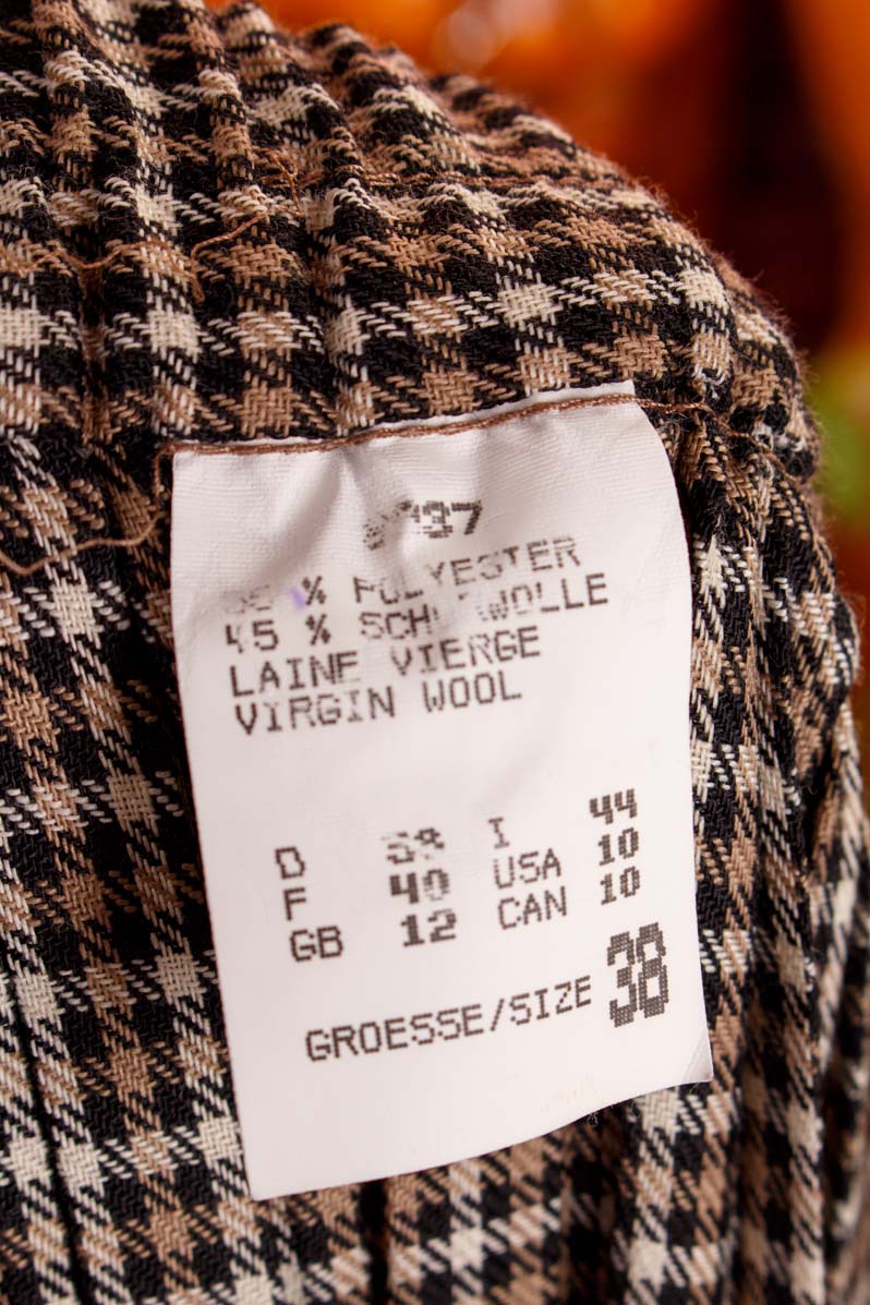 Wollmix Faltenrock beige kariert