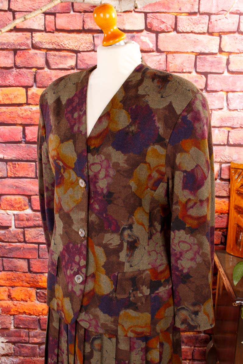 Vintage Wolle Blazer mit Blumenmuster