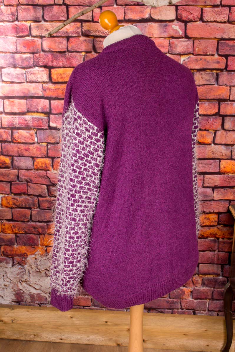 Vintage Strickjacke lila Rautenmuster