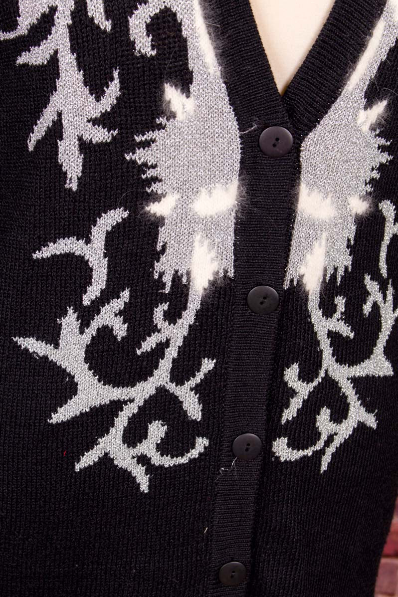 Vintage Angora Strickjacke schwarz
