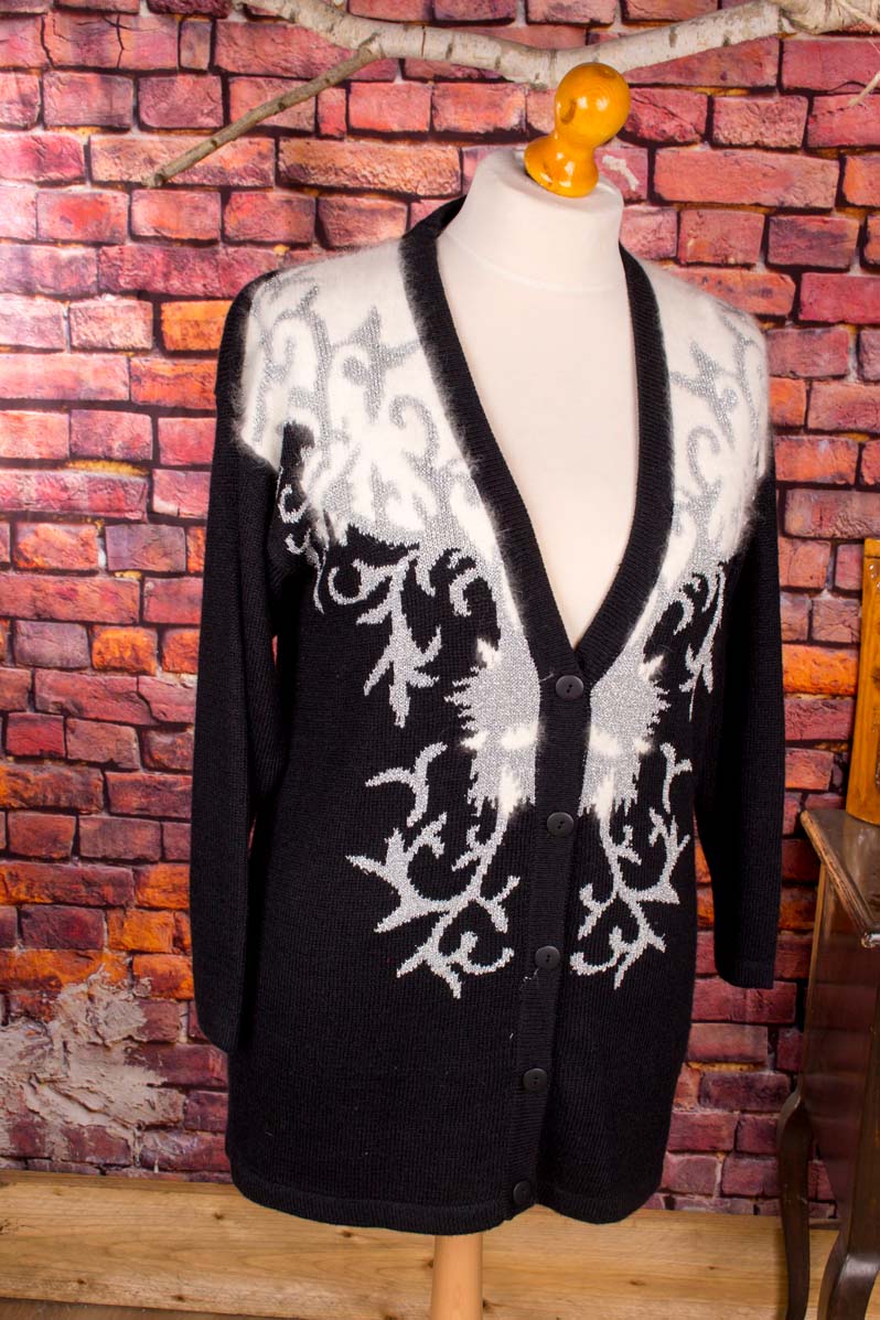Vintage Angora Strickjacke schwarz
