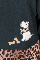 Fleece Pulli mit Terrier und Leomuster